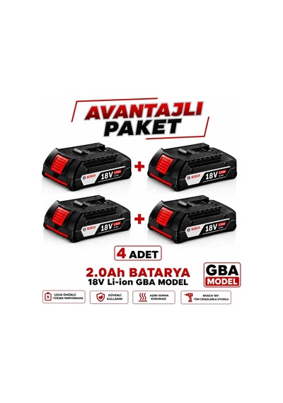 Gba 18v 2.0ah Li-ıon Batarya Akü 4'lü Set