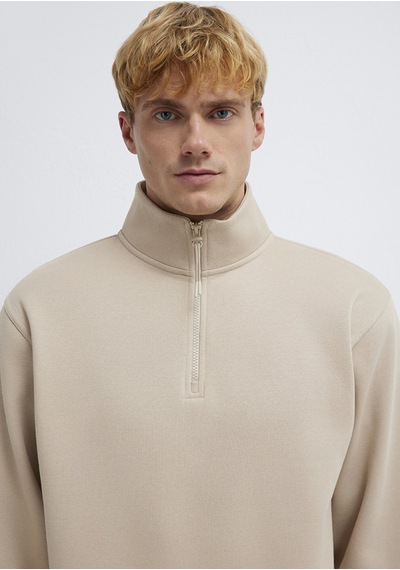 Mavi - Yarı Fermuarlı Ekru Sweatshirt 0s10278-70004 Ekru