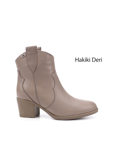 Gönderi(R) Gönderi R Bej Kalın Topuklu Hakiki Deri Kovboy Bot Bej
