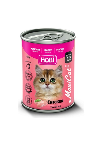 Hobi Maxicat Tavuklu Yavru Kedi Konservesi 400 Gr X 6 Adet - Vitamin Destekli, Tam Ve Dengeli Mama