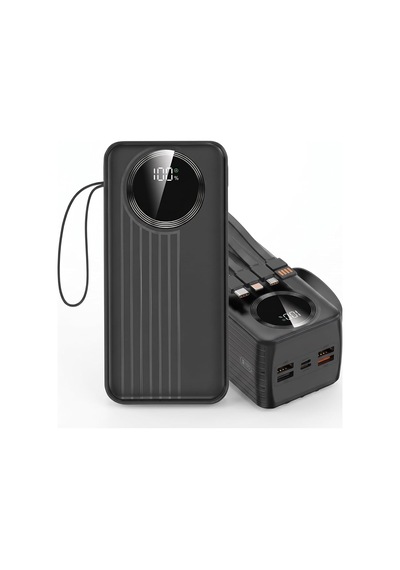 Tr Forefo 60.000 Mah 22.5w Pd Hızlı Şarjlı Powerbank Dahili Kablolu, Taşıma Askılı Ve Lcd Ekranlı, 4x Usb-a