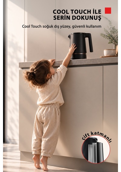Toshiba Cool Touch KT-15PS1WCIS K Gizli Rezistanslı 1.5 L Siyah Su Isıtıcı Kettle