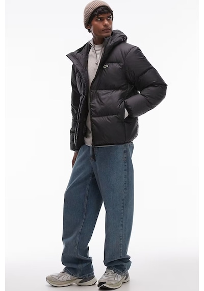 Lacoste Relaxed Fit Down Fill Jacket Kaz Tüyü Dolgu Sabit Kapüşonlu Siyah Mont Siyah