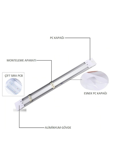Cata 20w Yatay Led Bant Armatür Ct-2474 Beyaz Işık