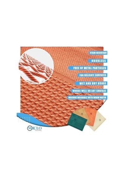 Mıclo Cleanıng Mikrofiber Temizlik Bezi Sihirli Bez, Cam Bezi Ayna Bezi 4lü Paket Zümrüt Serisi Açık Bej
