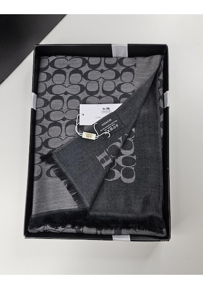 C Desen Yün İpek Şal İnce Kumaş Çift Taraflı Silk Scarfs Füme