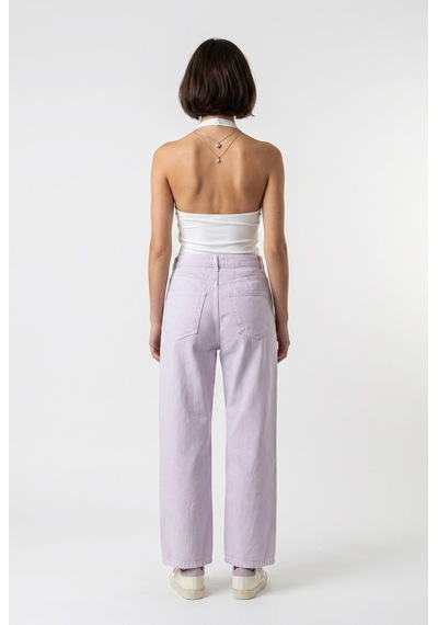 Mixray 2128 Kadın İnce Mevsimlik Yüksek Bel Wide Leg Denim Pantolon Lila