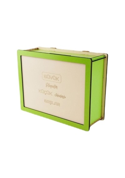 Deepcraft Parabox Hedef Kumbarası Yeşil -krem Rengi Ahşap Kilitli