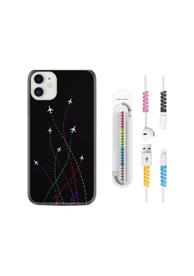 Apple Uyumlu iPhone 13 Kılıf Kablo Koruyuculu Line Planet 1736