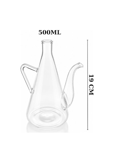 500 Ml Borosilikat Cam Yağlık Sirkelik Mantar Tıpalı Isıya Dayanıklı Damlatmaz Akıllı Cam Yağ Şişesi Şeffaf