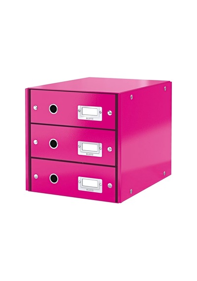 Leitz 6048 Üç Çekmeceli Evrak Rafı Wow Metalik Pembe