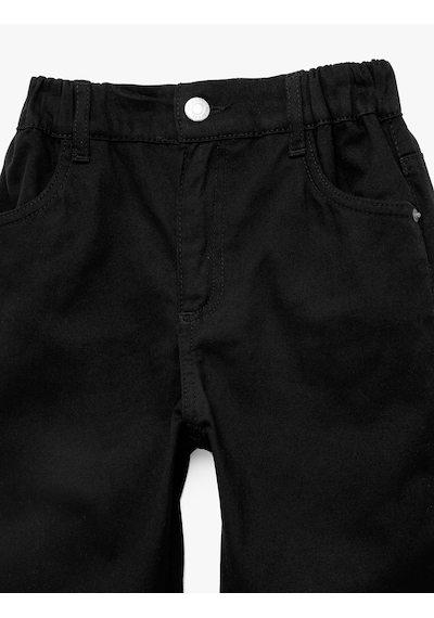 Koton Pamuklu Beli Lastikli Düğmeli Basic Pantolon Siyah 6skb40109tw Siyah