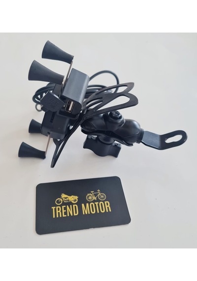 Telefon Tutucu Usb Ahtapot Ayna Bağlantılı - Motosiklet