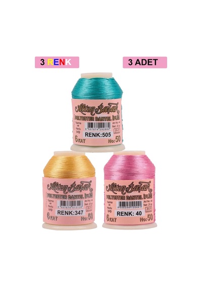 3 Adet Altınbaşak Oya Ve Dantel İpi 20 Gr - Royaleks - No: 347 - 040 - 505 Çok Renkli