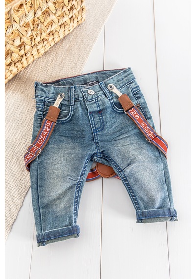 Baby Denim Kumaş Askılı Erkek Bebek Kot Pantolon 001