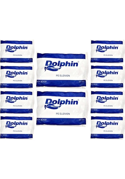 Dolphin PE İş Temizlik Tek Kullanımlık Şeffaf Eldiven / Büyük Boy / 100 Adetlik 10 Paket