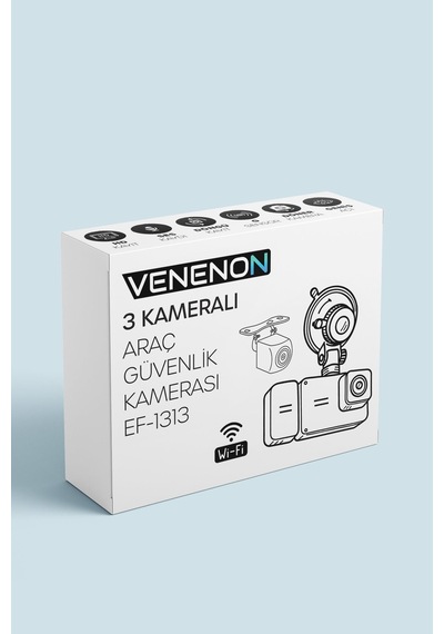 3 Kameralı Wifi Ekran Araç Kamerası Fullhd Geniş Ön + Arka + Araç İçi Kamera Hareket Sensörü Ef1313