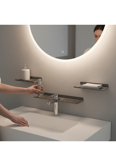 Hamton Linea Shelf Rfo - Mutfak Banyo Raf Organizeri - Gold - Yapışkanlı