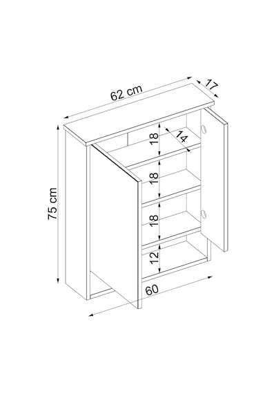 Banos Banyo Kulpsuz 2 Kapaklı Beyaz Mdf 62Cm Aynalı Banyo Üst Dlp Atlantik Çam - Beyaz