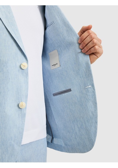 Cacharel Açık Mavi Slim Fit %100 Keten Mikro Desen Mono Yaka Ceket Denim