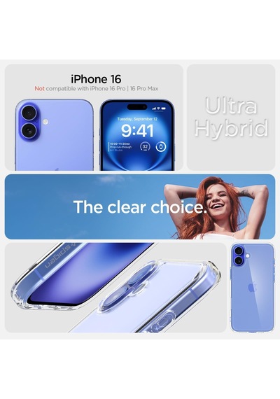 İphone 16 İle Uyumlu Şeffaf Kılıf Ultra Hybrid Crystal Clear - Acs08197