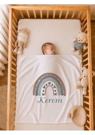 Pia Baby Erkek Bebek 4 Parça Tulum Seti %100 Pamuk İsim Baskılı Kişiye Özel Hastane Çıkışı Battaniyeli 1073bt3x Krem