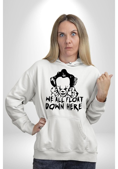 Korkunç Palyaço Korku Film Kadın Erkek Beyaz Kapüşonlu Sweatshirt Hoodie Beyaz