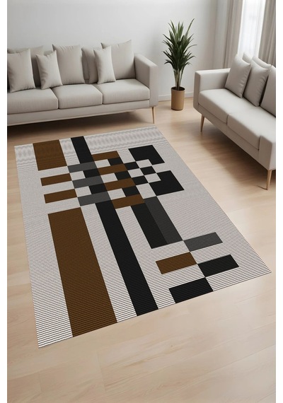Rovigo Home Dijital Baskı Yıkanabilir Kaymaz Taban Salon Halısı Ve Yolluk Rvg0953-fnl202 Kahverengi
