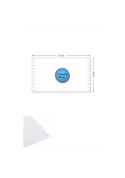 5,5x24 Kantar Fişi 80 Gr. 3000 Adet , Beyaz Otokopili Sürekli Form 5,5x24 Cm
