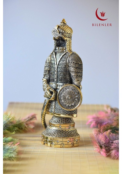Fetih Zırh Ayetel Kürsi Biblo 11x27 Cm Orta Boy Gümüş Renk Metal Dekoratif Aksesuar Sarı