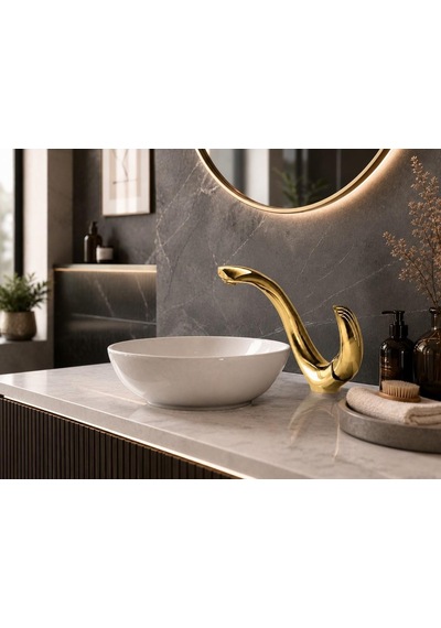 Elıte Kısa Lavabo Bataryası Parlak Altın
