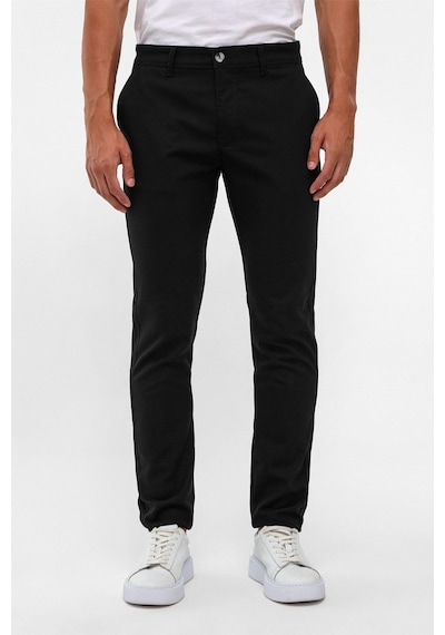 Süvari Siyah Slim Desenli Pantolon