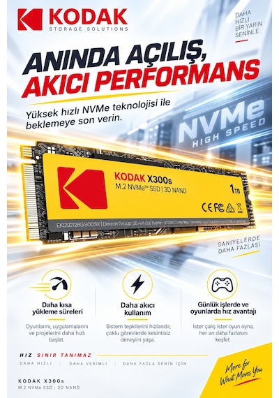 X300s 1tb M.2 Nvme Pcıe Gen3x4 2280 Ssd 2500 Mb/s Okuma 2000 Mb/s Yazma Hızlı Ssd