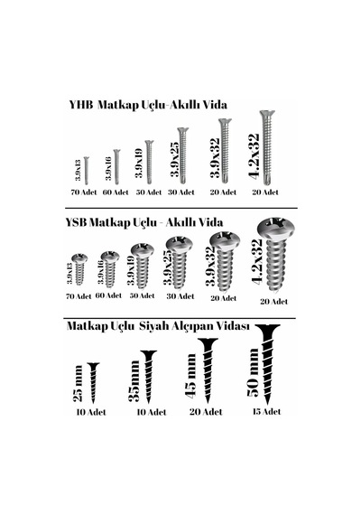 Netzerkoz 555 Adet 16 Çeşit Matkap Uçlu Vida Seti, Yhb Akıllı Vida,ysb Akıllı Vida Ve Alçıpan Vidası 25 X 18 X 4 Santimetre