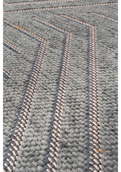 Ada Kilim Modern Salon Mutfak Koridor Kesme Yolluk Dokuma Makine Halısı Zigzag Krem Antrasit
