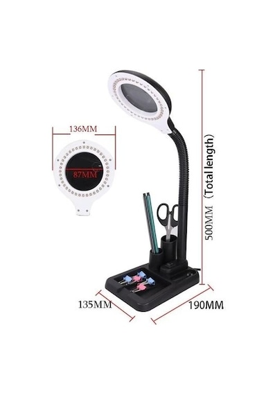 Northcity Esnek 5x /10x,40 Led Işıklı Büyüteç ,lamba Büyüteç Okuma, Çalışma Lehim Masa Lambası A808