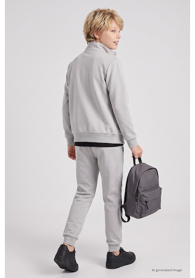 TOMMYLIFE Taş Standart Fit Basic Dik Yaka Jogger Erkek Çocuk Eşofman Takım - 11327 Taş Rengi