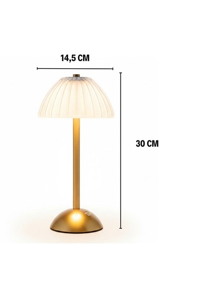 Uzun Mantar Çizgili Model Led Masa Lambası Dokunmatik, 3 Renk Işık Modlu, Şarjlı Dekoratif Gece La .