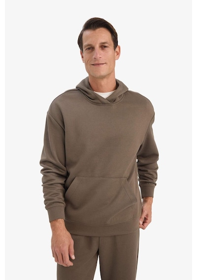 Defacto Boxy Fit Kapüşonlu Kanguru Cepli Jakarlı Sweatshirt E9308ax25aubn571 Kahve