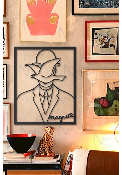 Man In A Bowler Hat - Rene Magritte Metal Duvar Tablosu - Siyah
