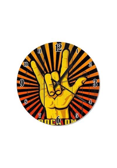 Ahşap Zeminde Rock And Roll Devil'S Horn Duvar Saati Ahşap