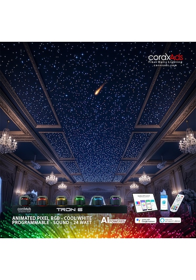 Restoran, Kafe Ambiyans Aydınlatma Yıldız Tavan Fiber Optik Uygulama Kiti - Eko Çok Renkli