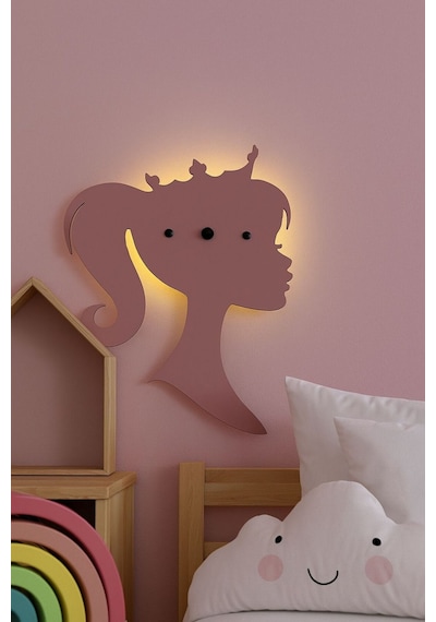 Prenses Pilli Aplik Pembe Ahşap