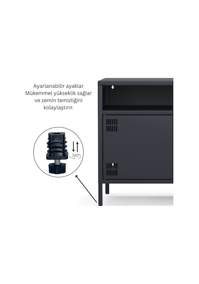 Pera Tv Ünitesi, Tv Dolabı,2 Kapaklı, Açık Raflı 100,50 X 40 X 64,50 Cm Ral 7016 Antrasit Pera Tv Ünitesi, Tv Dolabı,2 Kapaklı, Açık Raflı 100,50 X 40 X 64,50 Cm Ral 7016 Antrasit