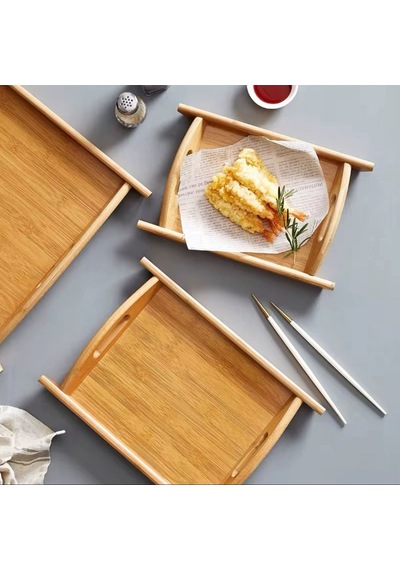 Bambu Sunum Tepsisi 2 Li Set Kahvaltı, Çay Ve Mutfak Servisleri İçin Bambu