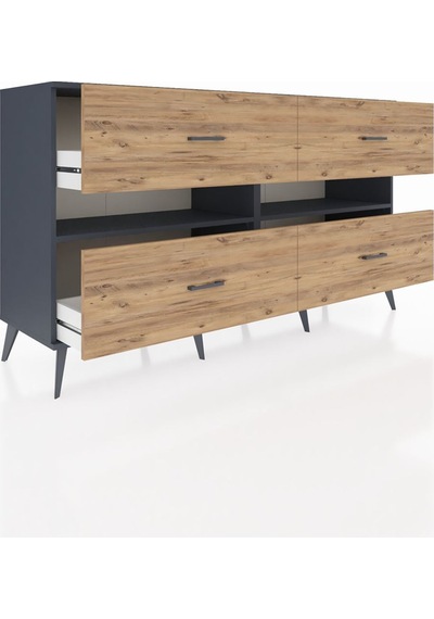 Hyperion Konsol 2 Raflı 4 Çekmeceli 176x44x99 Antrasit-antrasit/çam Antrasıt/antrasıt - Antrasıt Hyperion Konsol 2 Raflı 4 Çekmeceli 176x44x99 Antrasit-antrasit/çam Antrasıt/antrasıt - Antrasıt