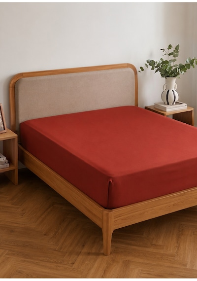 Bella Maison %100 Pamuk Saten Supreme Çift Kişilik Lastikli Çarşaf Kiremit 160x200x35 Cm Kiremit