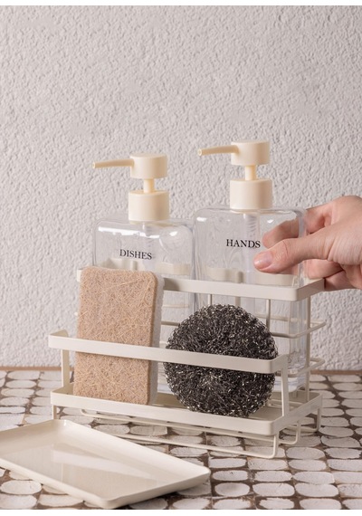 The Mia Metal Standlı Sıvı Sabunluk Beyaz 4 Parça Çok Renkli