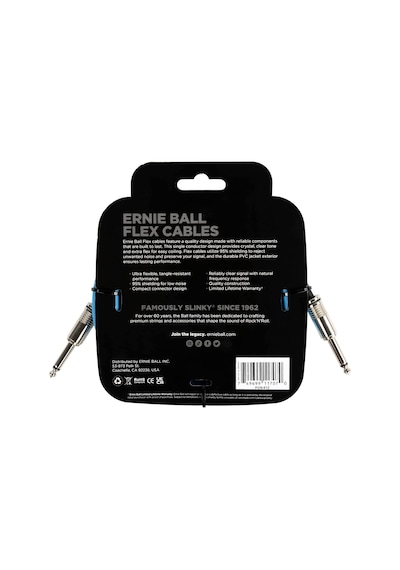 Ernie Ball Flex Alet Kablosu Düz/düz 10ft - Mavi