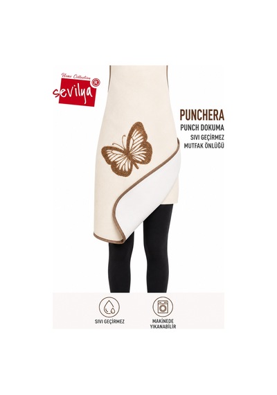 Punchera 2li Paket Punch Nakışlı Sıvı Su Geçirmez Mutfak Önlüğü Kelebekli